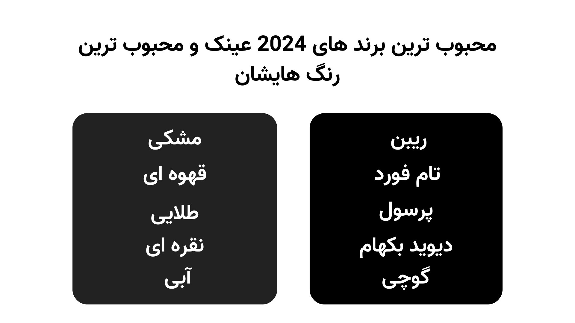 محبوب ترین برند های 2024 عینک و محبوب ترین رنگ هایشان